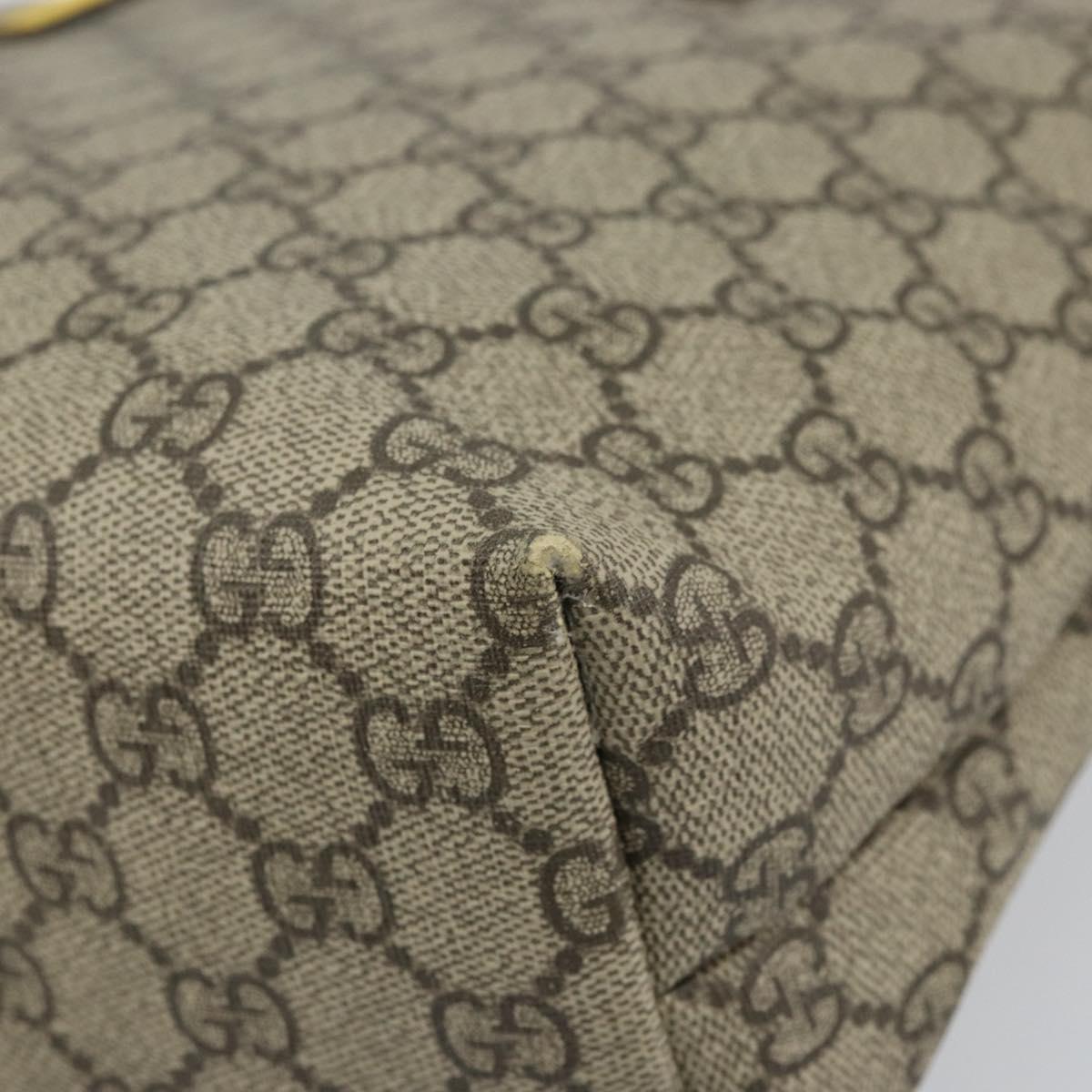 GUCCI GG Supreme Hand Bag PVC Beige Gold 457232 Auth bs31686