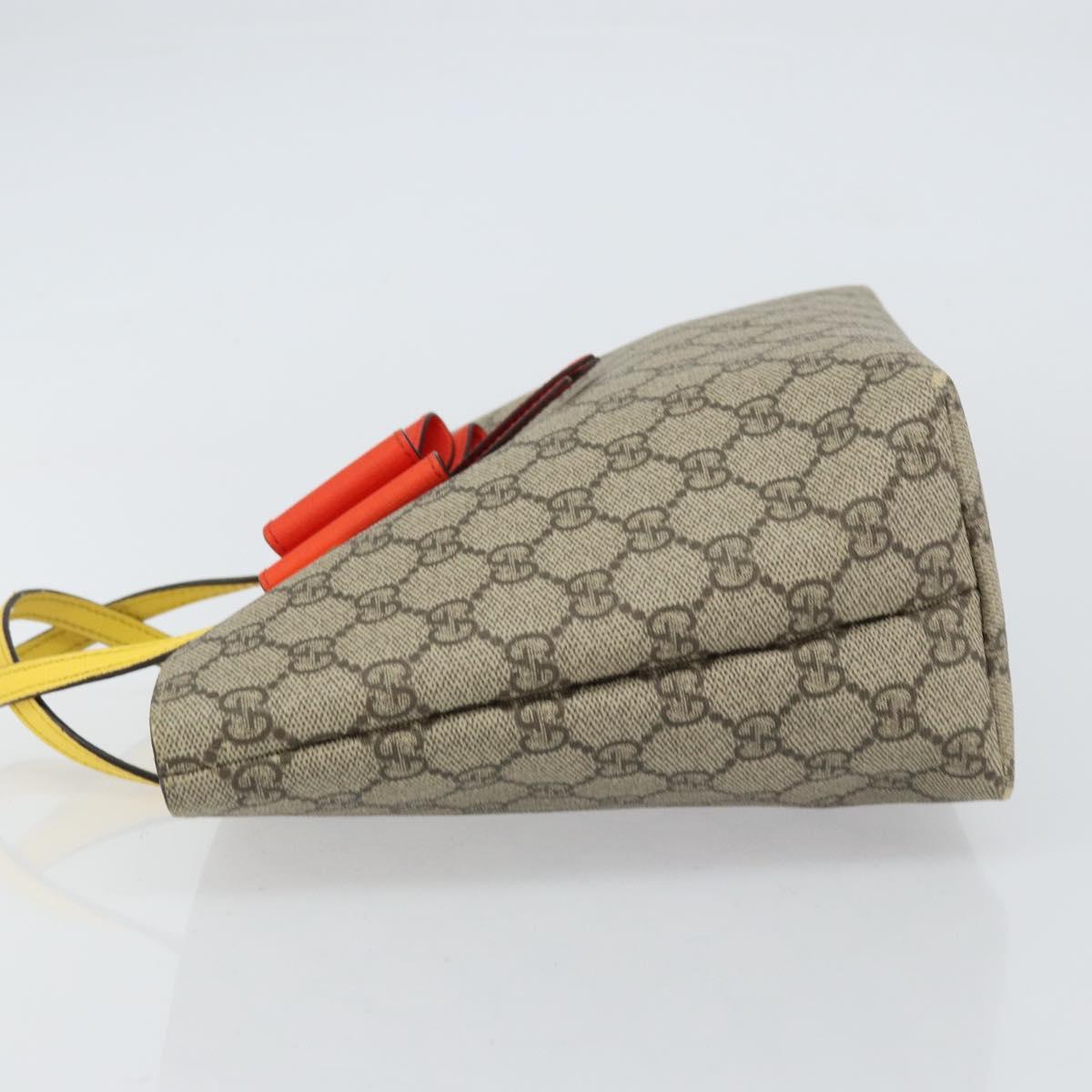 GUCCI GG Supreme Hand Bag PVC Beige Gold 457232 Auth bs31686