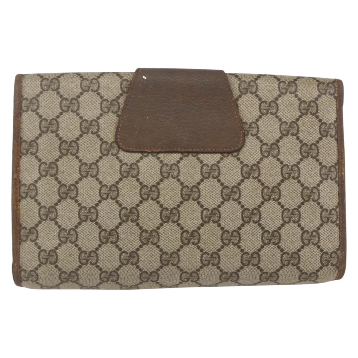 GUCCI GG Supreme Web Sherry Line Bag PVC Beige Gold 89 01 030 Auth bs31688