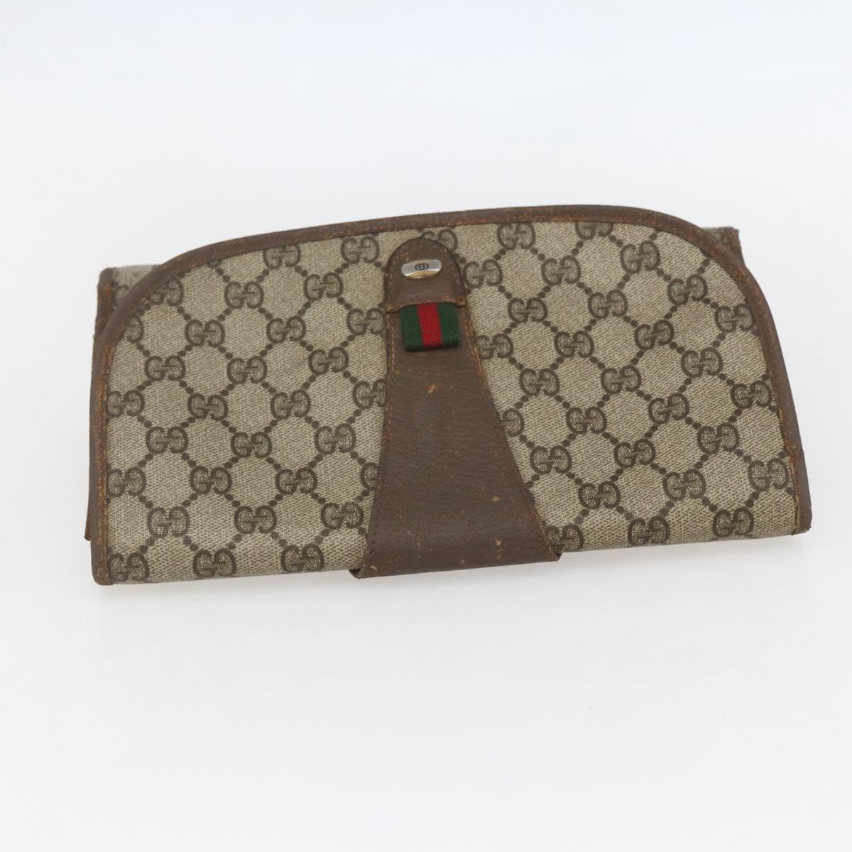 GUCCI GG Supreme Web Sherry Line Bag PVC Beige Gold 89 01 030 Auth bs31688