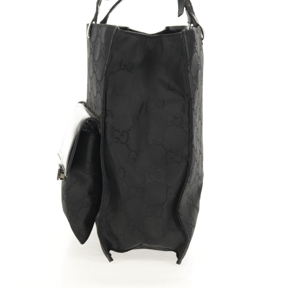 GUCCI GG Canvas Tote Bag Black Silver 002 1021 Auth bs31689