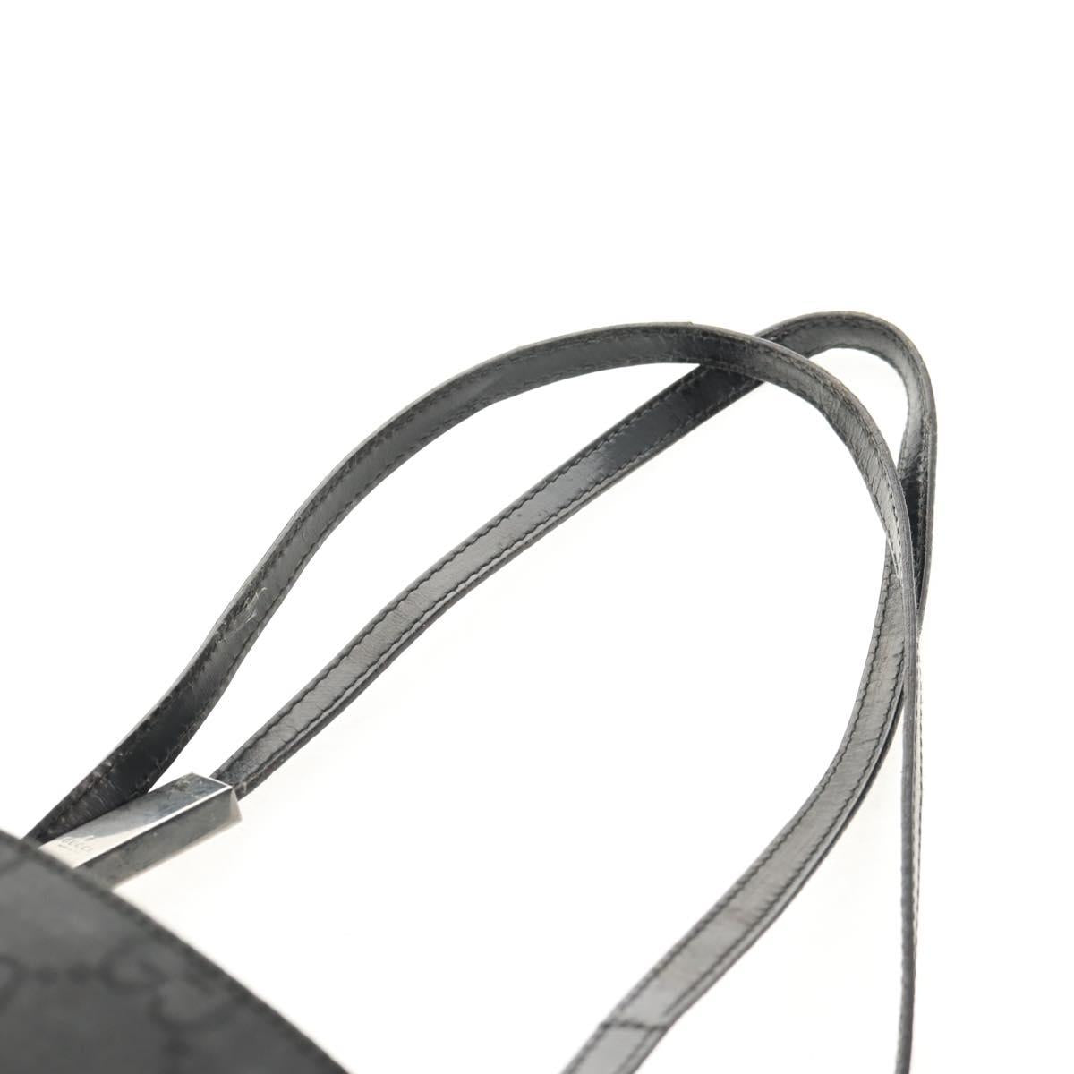 GUCCI GG Canvas Tote Bag Black Silver 002 1021 Auth bs31689