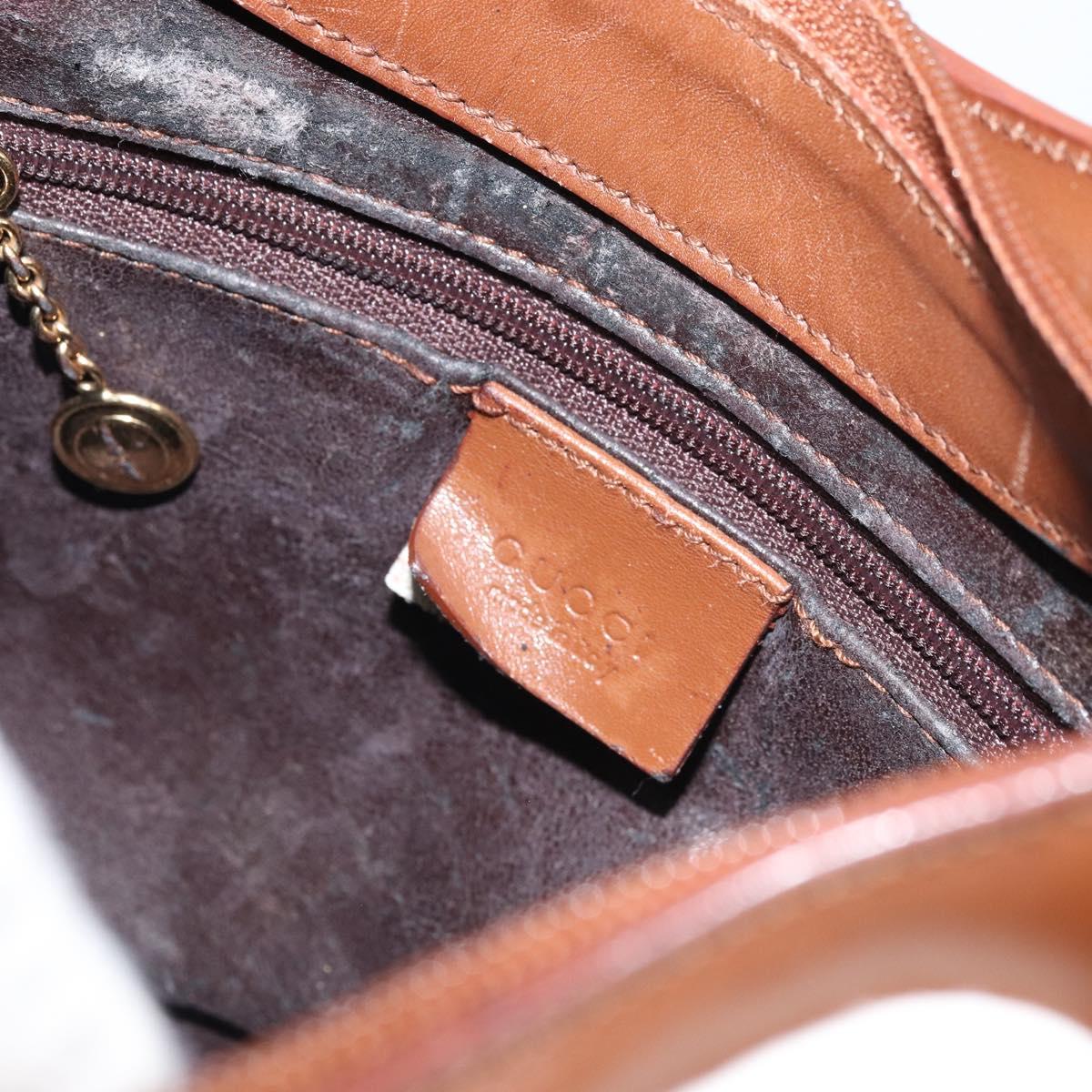 GUCCI Bamboo Shoulder Bag Leather Brown Gold 001 3008 Auth bs31690