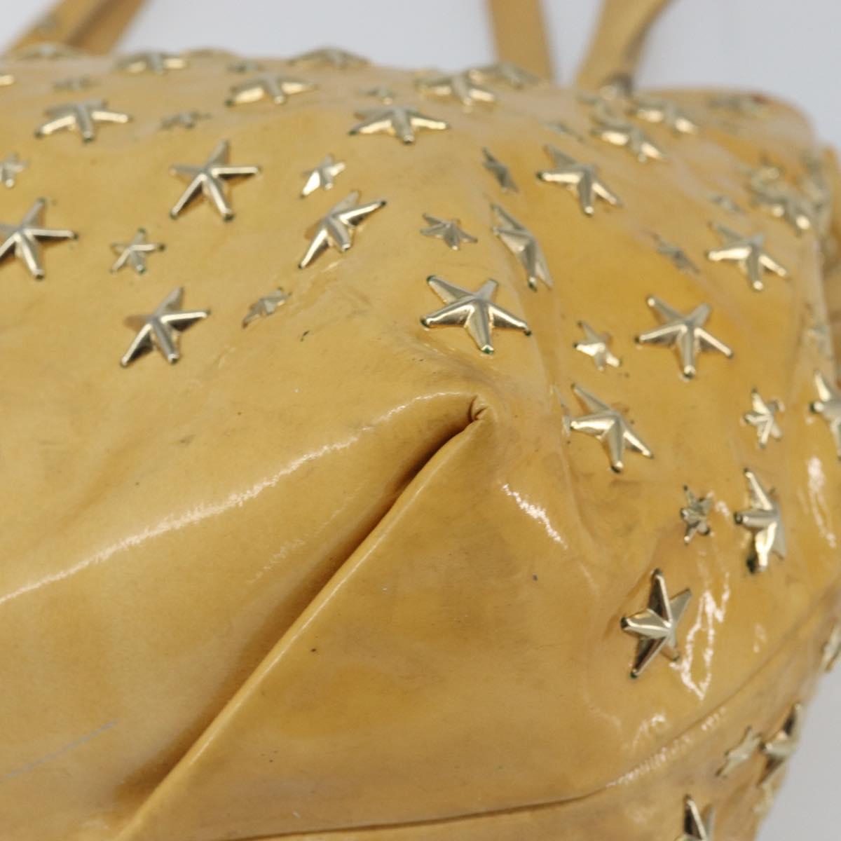 Jimmy Choo Studs Tote Bag Enamel Yellow Gold Auth bs31691