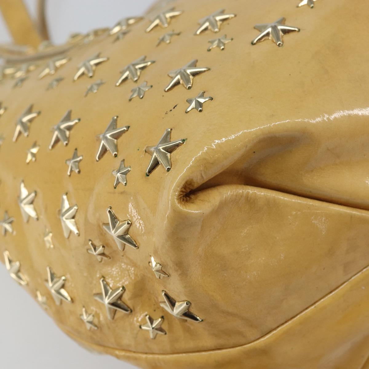 Jimmy Choo Studs Tote Bag Enamel Yellow Gold Auth bs31691