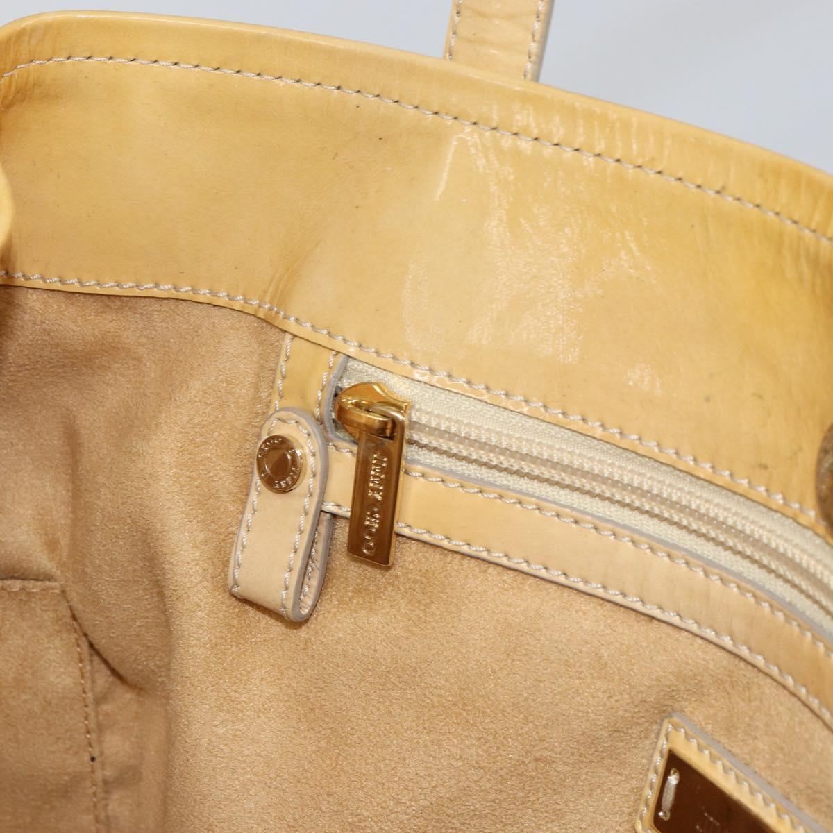 Jimmy Choo Studs Tote Bag Enamel Yellow Gold Auth bs31691