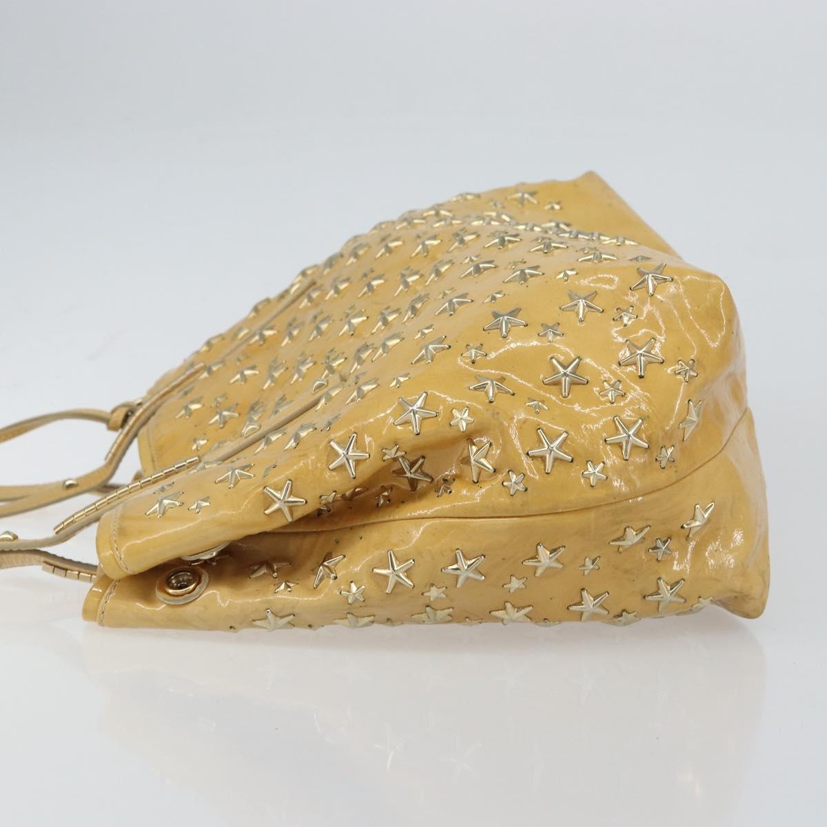 Jimmy Choo Studs Tote Bag Enamel Yellow Gold Auth bs31691