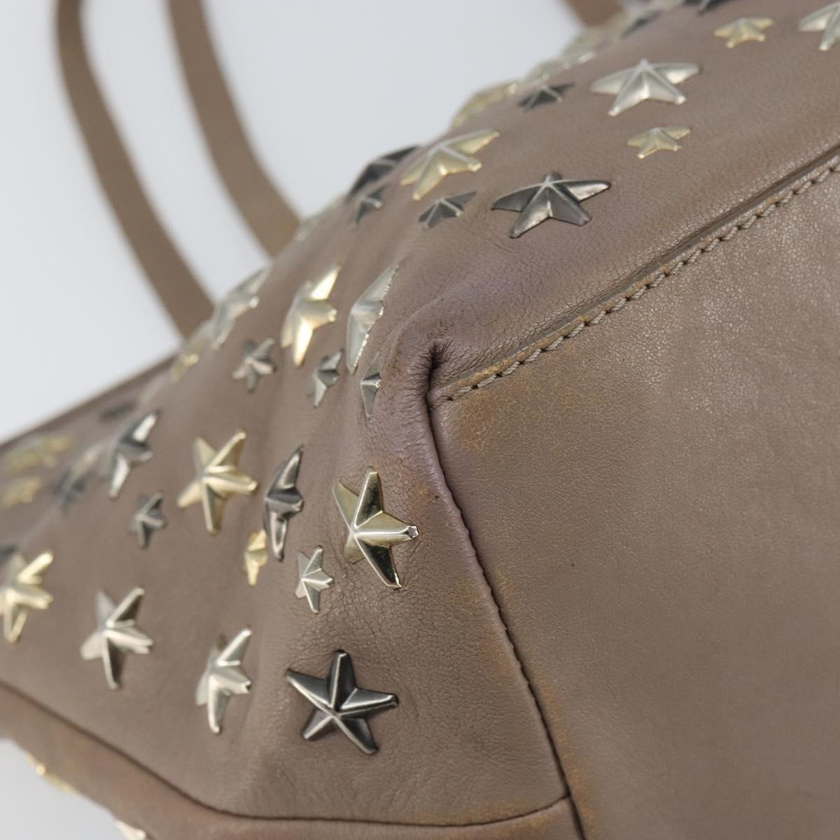 Jimmy Choo Studs Tote Bag Leather Gray Gold Auth bs31692