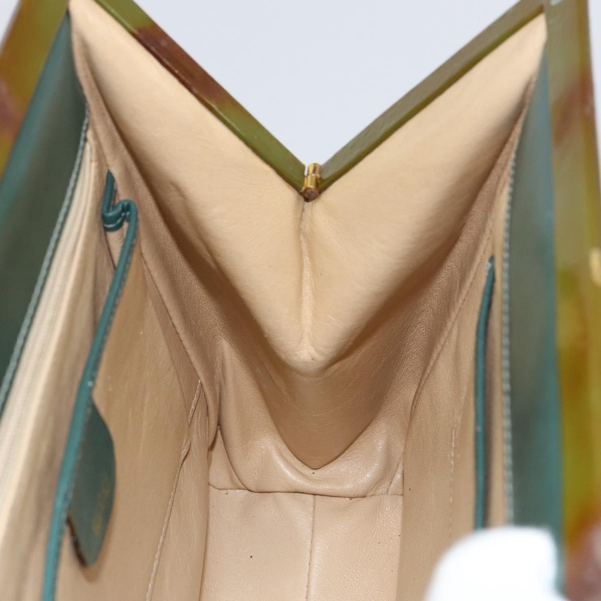 GUCCI Hand Bag Enamel Green Gold 000 2046 0300 Auth bs31693