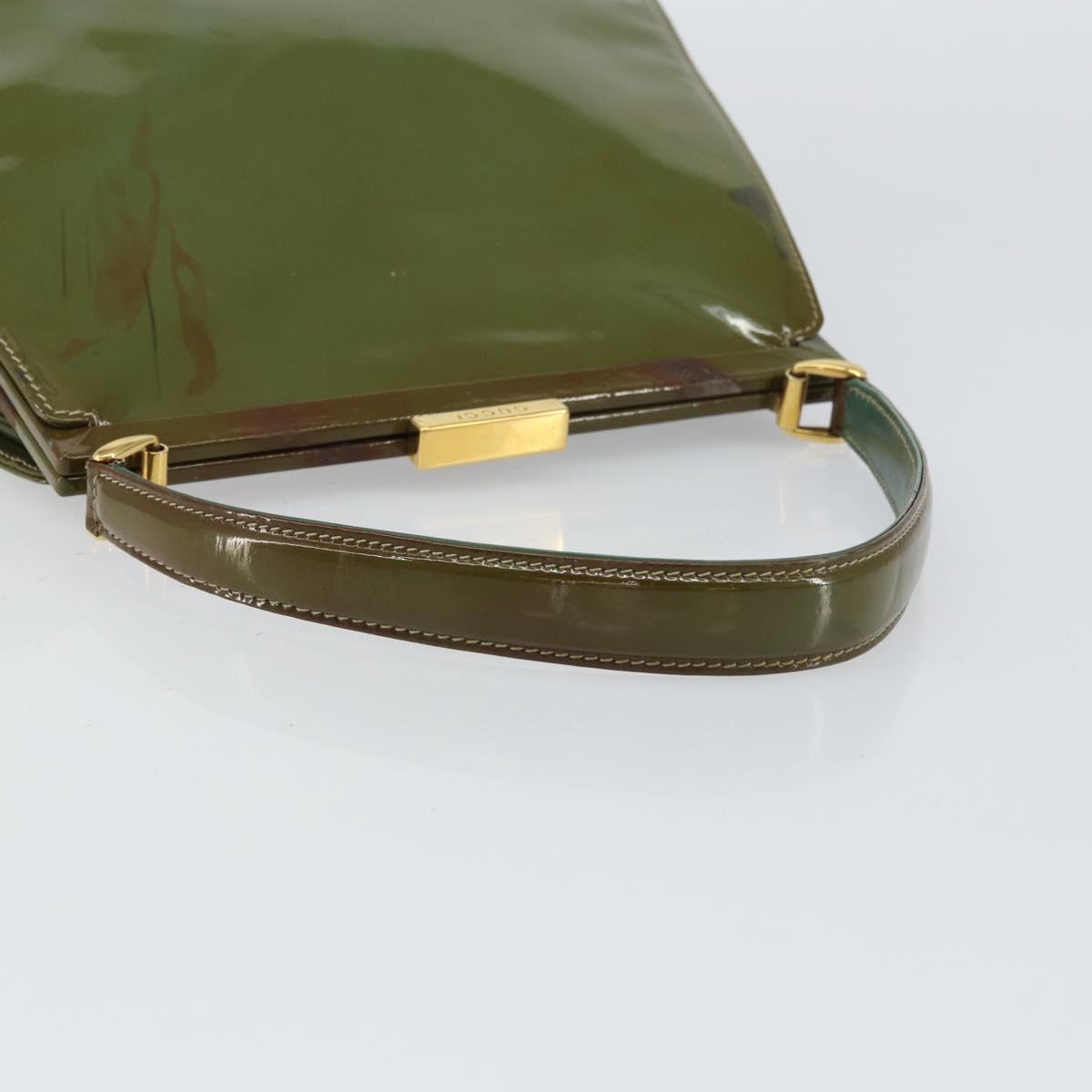 GUCCI Hand Bag Enamel Green Gold 000 2046 0300 Auth bs31693