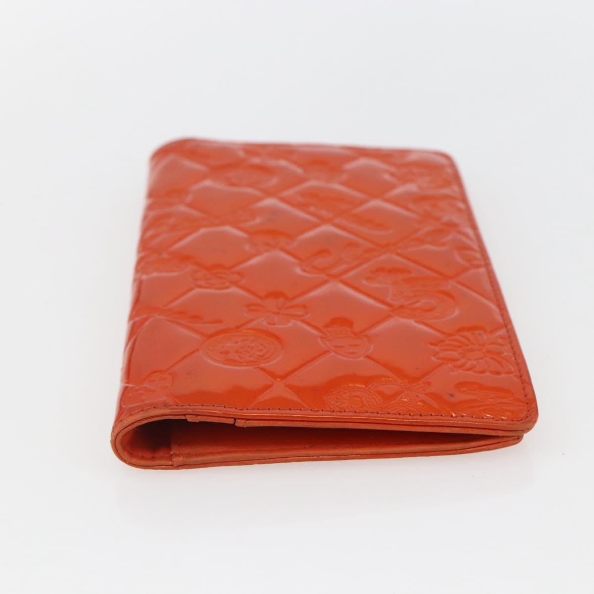 CHANEL Icon line Long Wallet Enamel Orange CC Auth bs31694