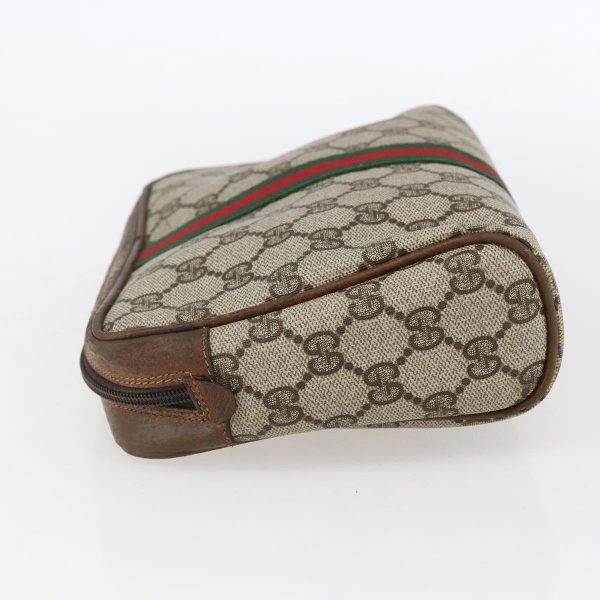 GUCCI GG Supreme Web Sherry Line Bag PVC Beige Gold 98 69 014 3553 Auth bs31695