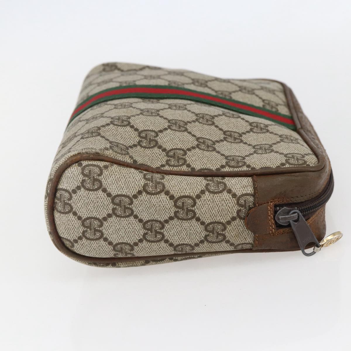 GUCCI GG Supreme Web Sherry Line Bag PVC Beige Gold 98 69 014 3553 Auth bs31695