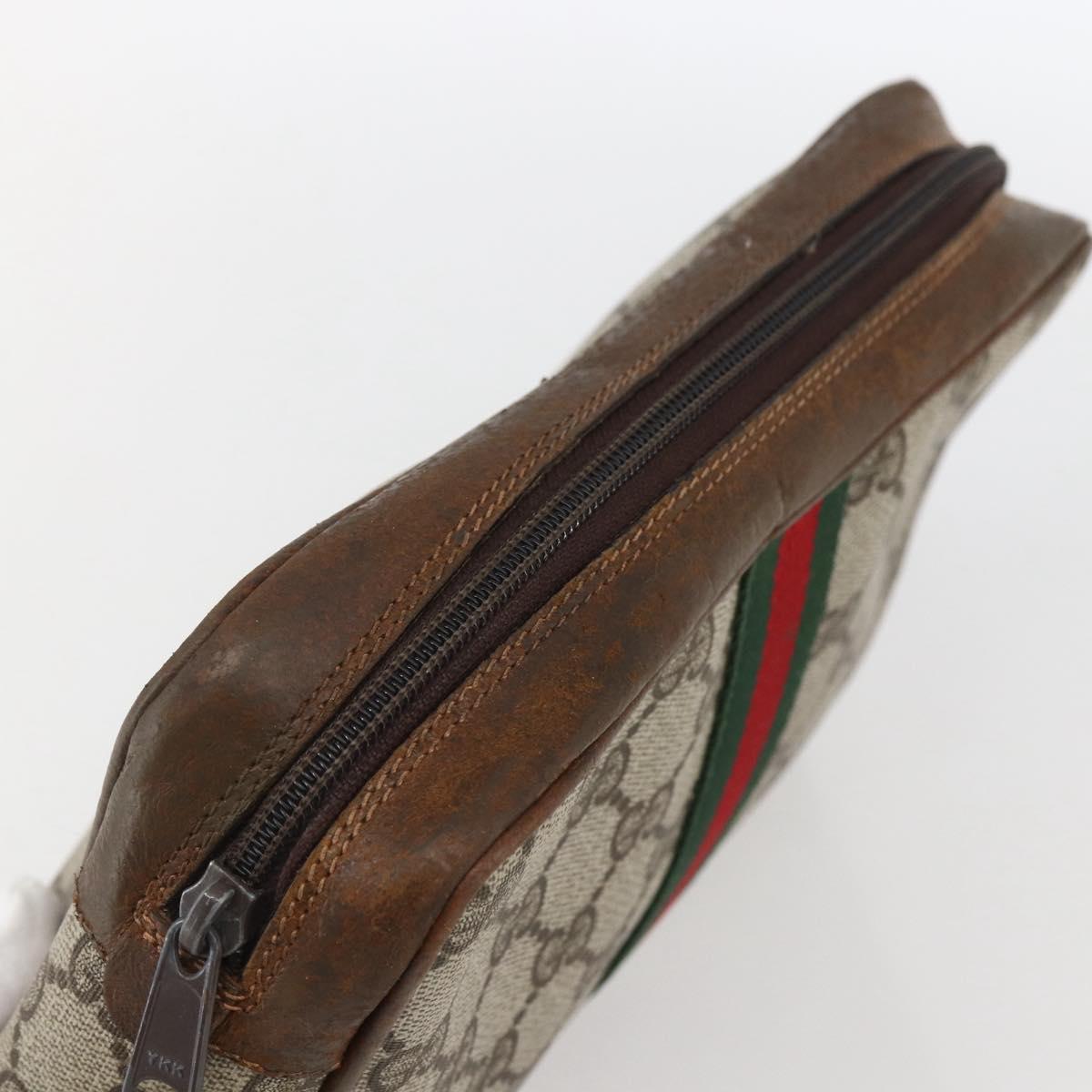 GUCCI GG Supreme Web Sherry Line Bag PVC Beige Gold 98 69 014 3553 Auth bs31695