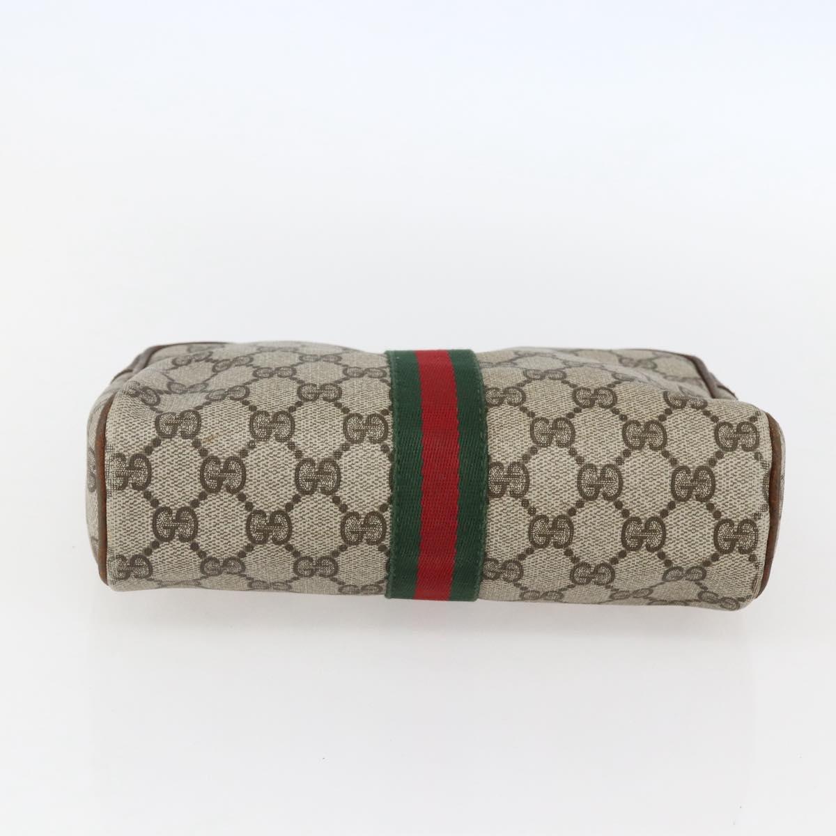 GUCCI GG Supreme Web Sherry Line Bag PVC Beige Gold 98 69 014 3553 Auth bs31695