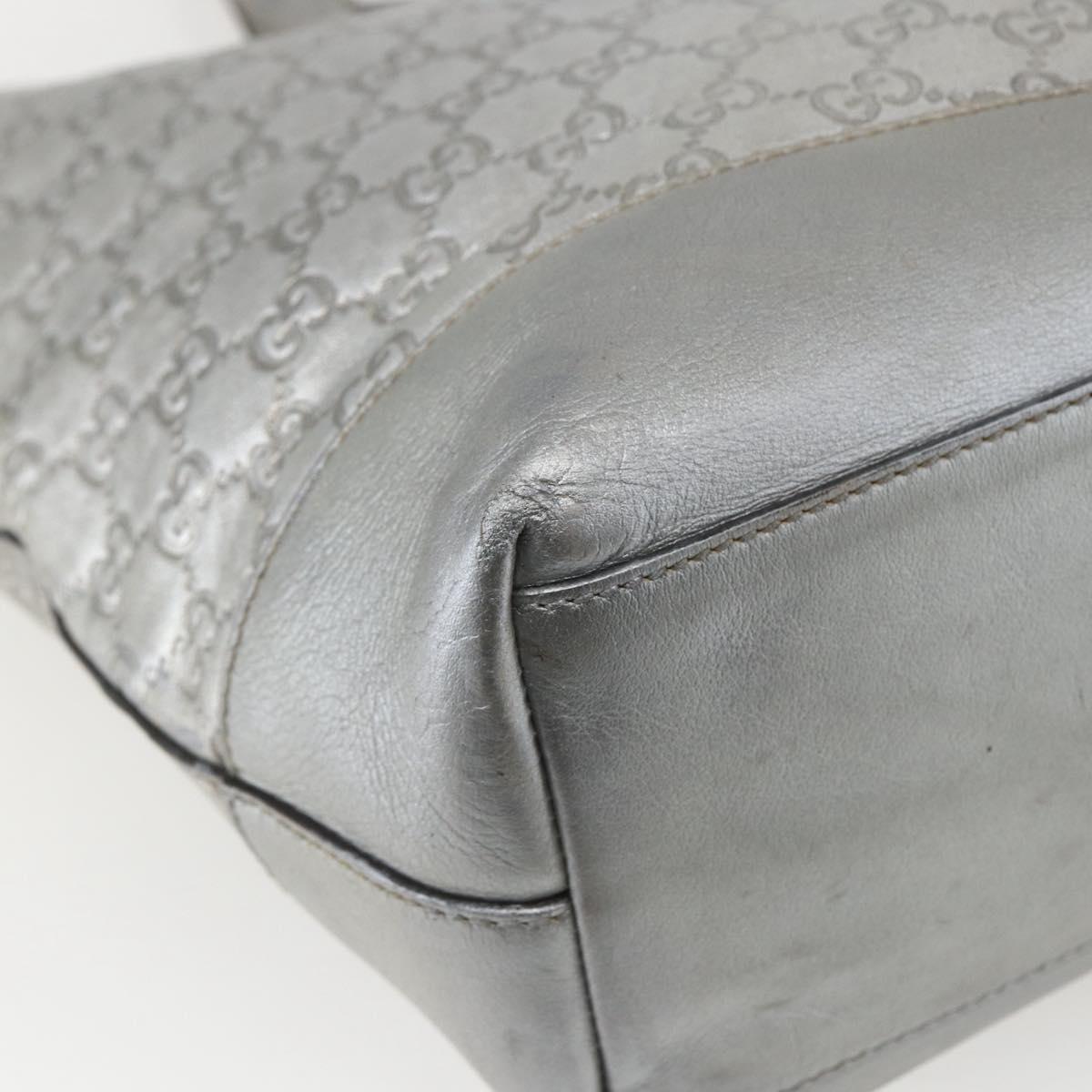 GUCCI GG Canvas Guccissima Tote Bag Leather Outlet Silver 238696 Auth bs31696