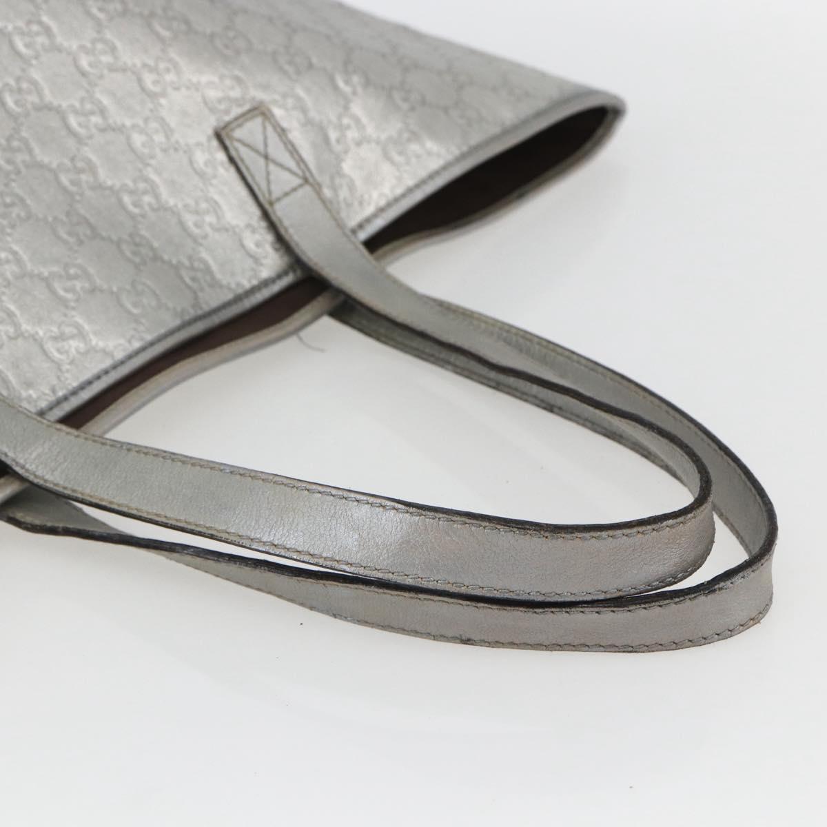 GUCCI GG Canvas Guccissima Tote Bag Leather Outlet Silver 238696 Auth bs31696