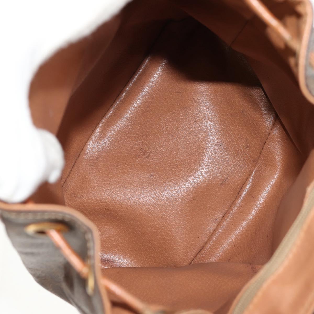 CELINE Macadam Canvas Backpack PVC Leather Brown Gold Auth bs31713