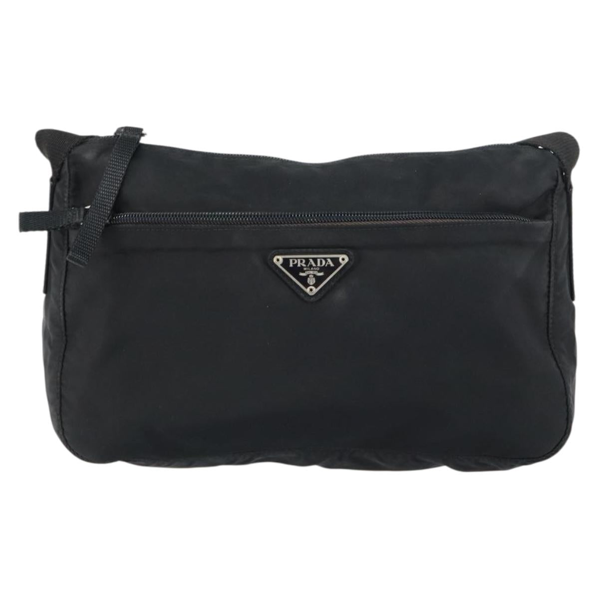 PRADA Shoulder Bag Nylon Black Silver Auth bs31714