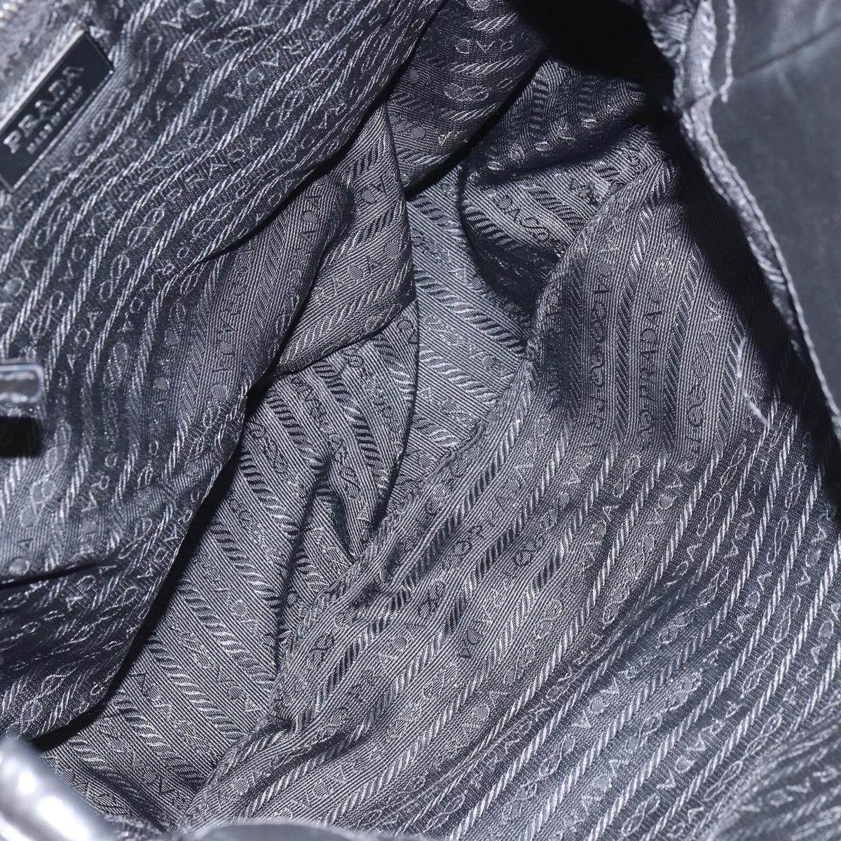 PRADA Shoulder Bag Nylon Leather Black Silver Auth bs31716