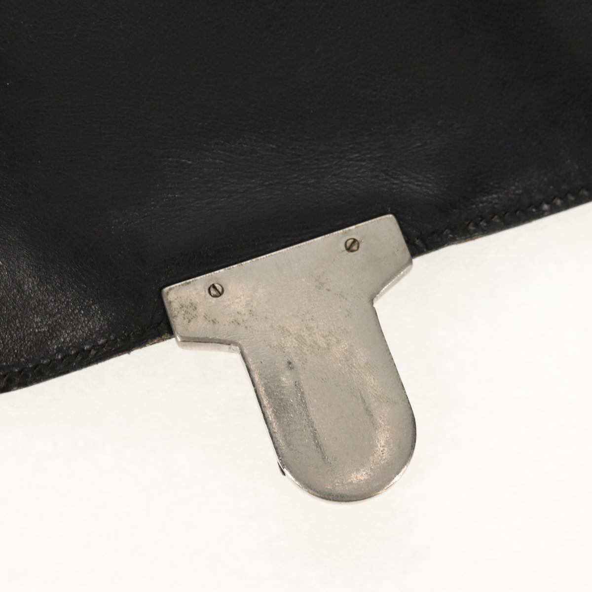 PRADA Business Bag Nylon Leather Black Silver Auth bs31717