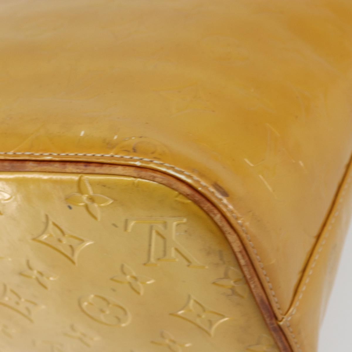 LOUIS VUITTON Monogram Vernis Houston Hand Bag Beige M91004 LV Auth bs31721