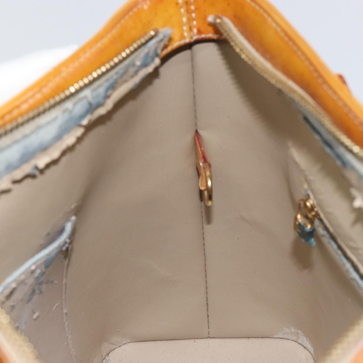 LOUIS VUITTON Monogram Vernis Houston Hand Bag Beige M91004 LV Auth bs31721