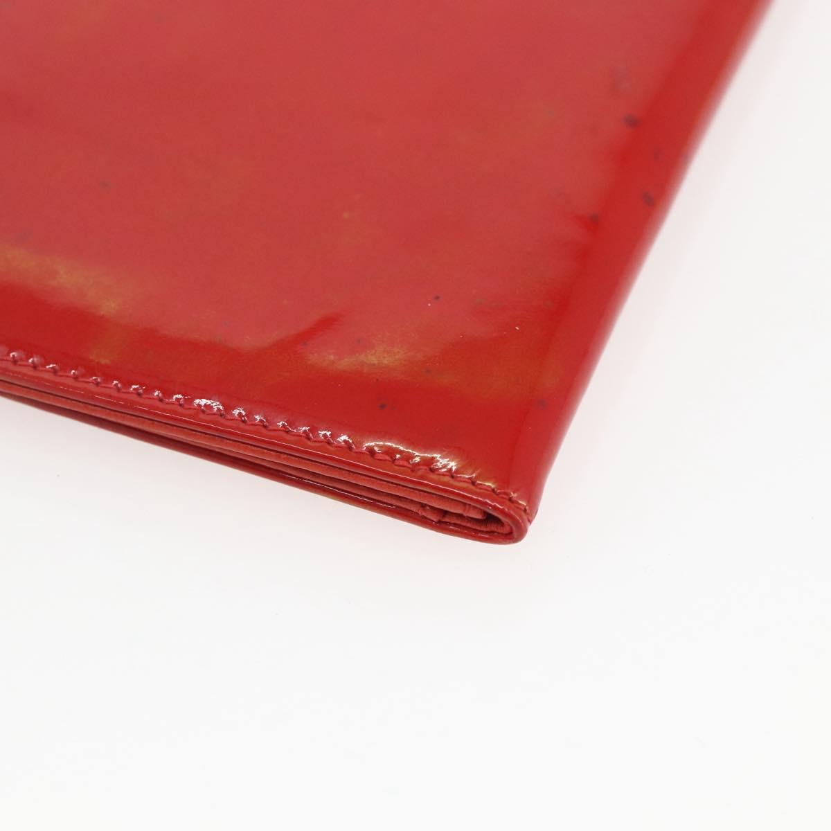 CHANEL Card Case Enamel Red CC Auth bs31726