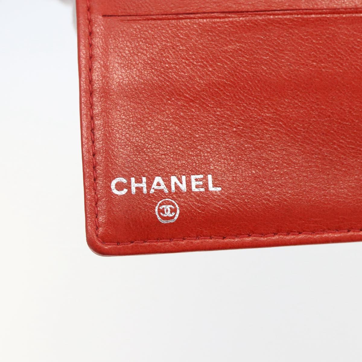CHANEL Card Case Enamel Red CC Auth bs31726