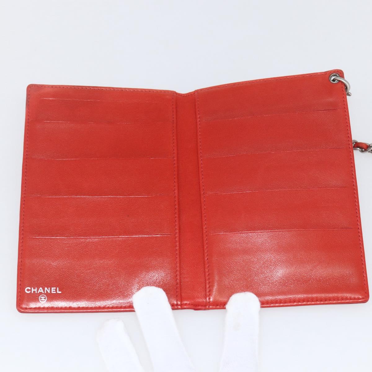 CHANEL Card Case Enamel Red CC Auth bs31726