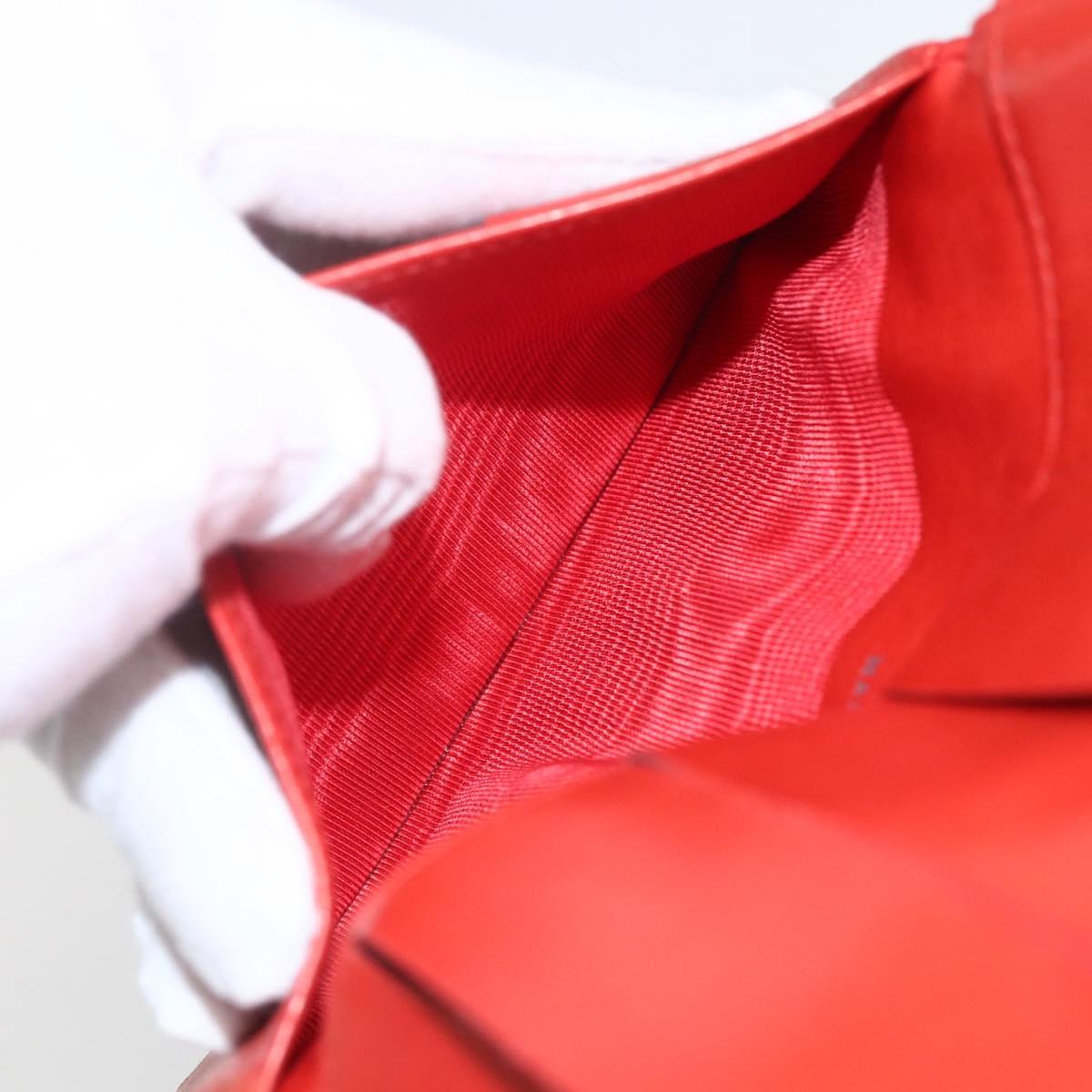 CHANEL Card Case Enamel Red CC Auth bs31726