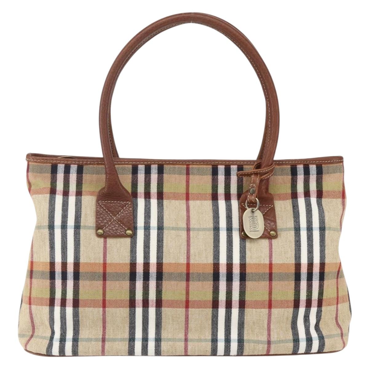 BURBERRY Nova Check Tote Bag Canvas Beige Auth bs31727