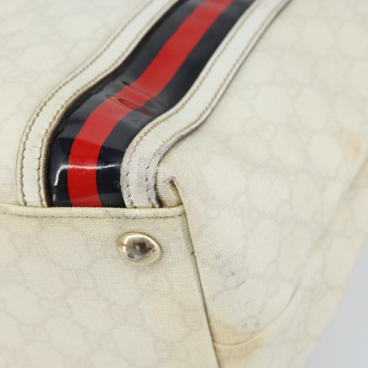 GUCCI GG Supreme Tote Bag PVC Leather White Gold 152630 Auth bs31729