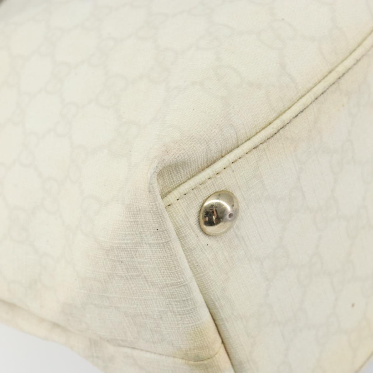 GUCCI GG Supreme Tote Bag PVC Leather White Gold 152630 Auth bs31729