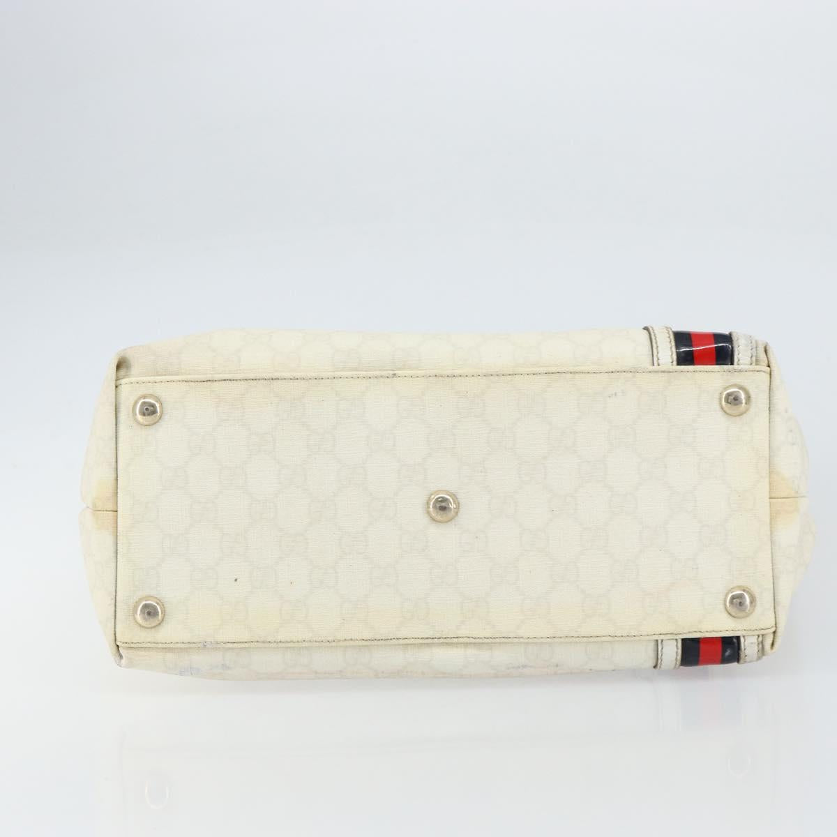 GUCCI GG Supreme Tote Bag PVC Leather White Gold 152630 Auth bs31729