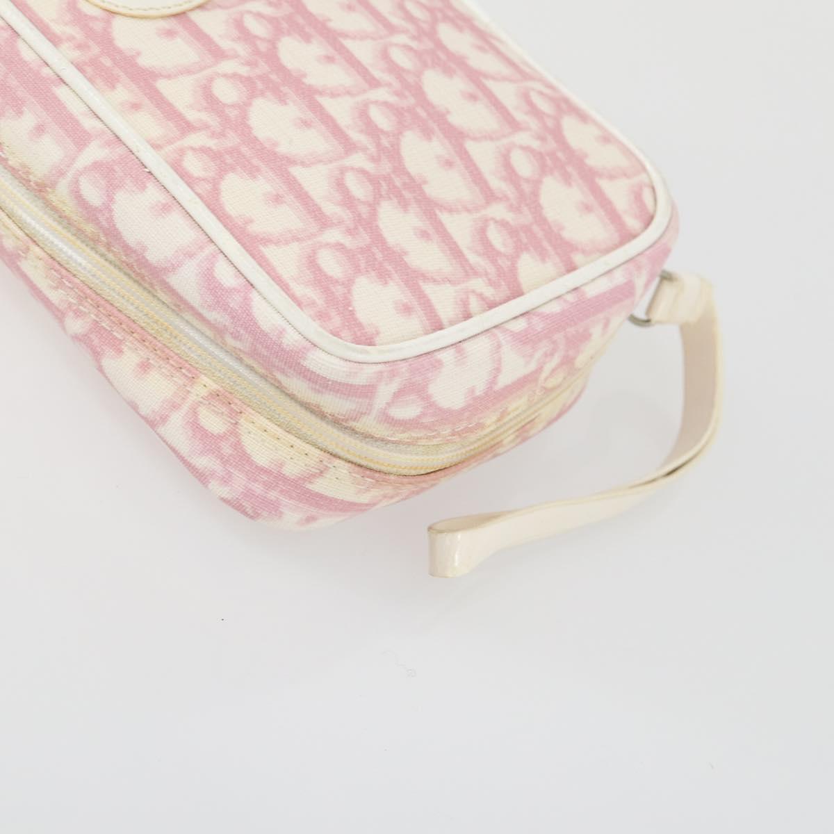 Christian Dior Trotter Canvas Clutch Bag Leather PVC 2 Set Red Pink Auth bs31733