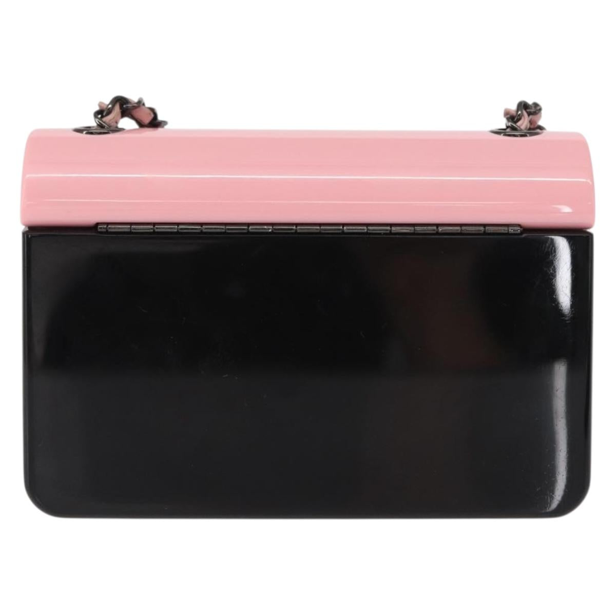 CHANEL Chain evening bag Shoulder Bag plexi Black Pink CC Auth bs31743SM