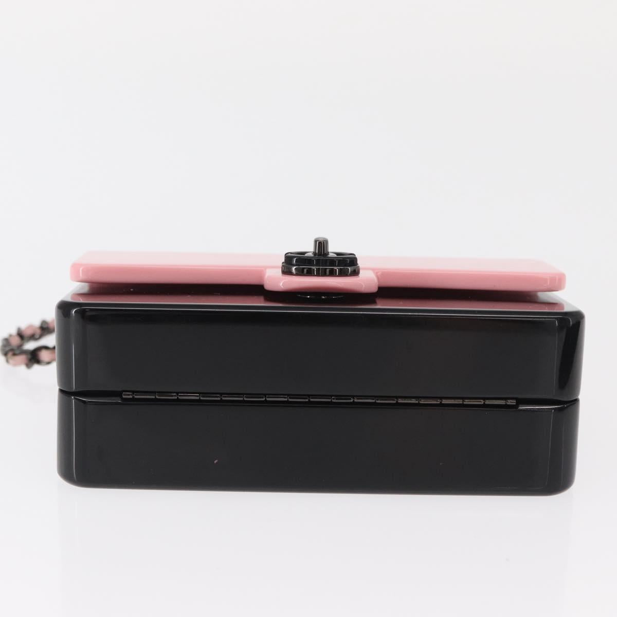 CHANEL Chain evening bag Shoulder Bag plexi Black Pink CC Auth bs31743SM