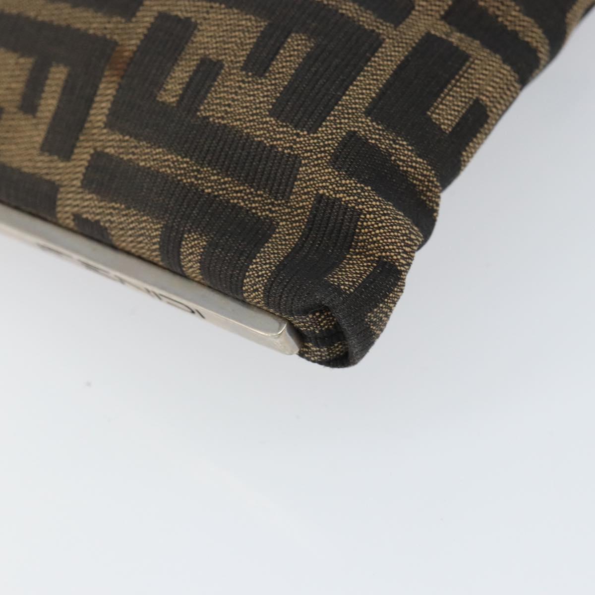 FENDI Zucca Canvas Shoulder Bag Brown Black Auth bs31744