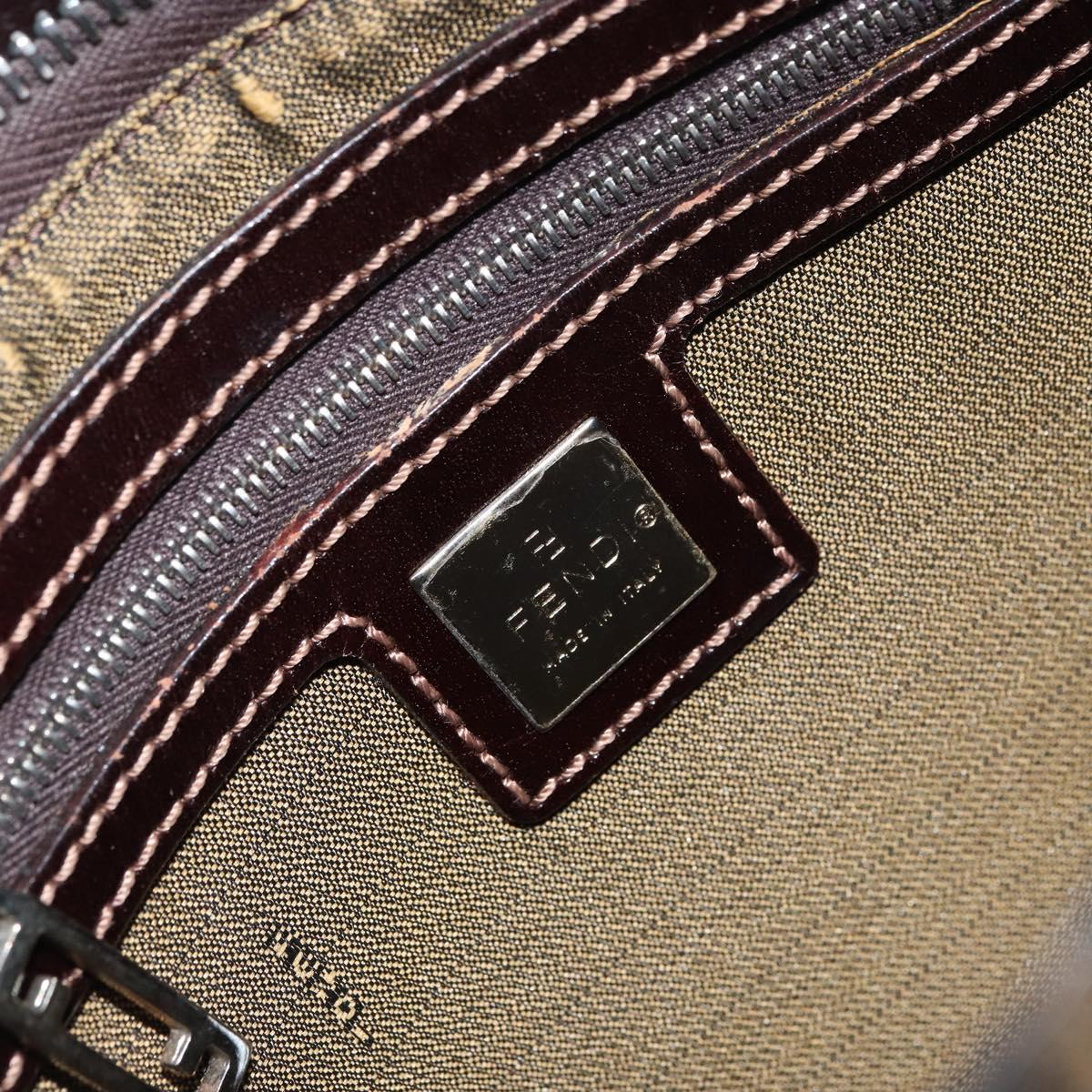 FENDI Zucca Canvas Shoulder Bag Brown Black Auth bs31744