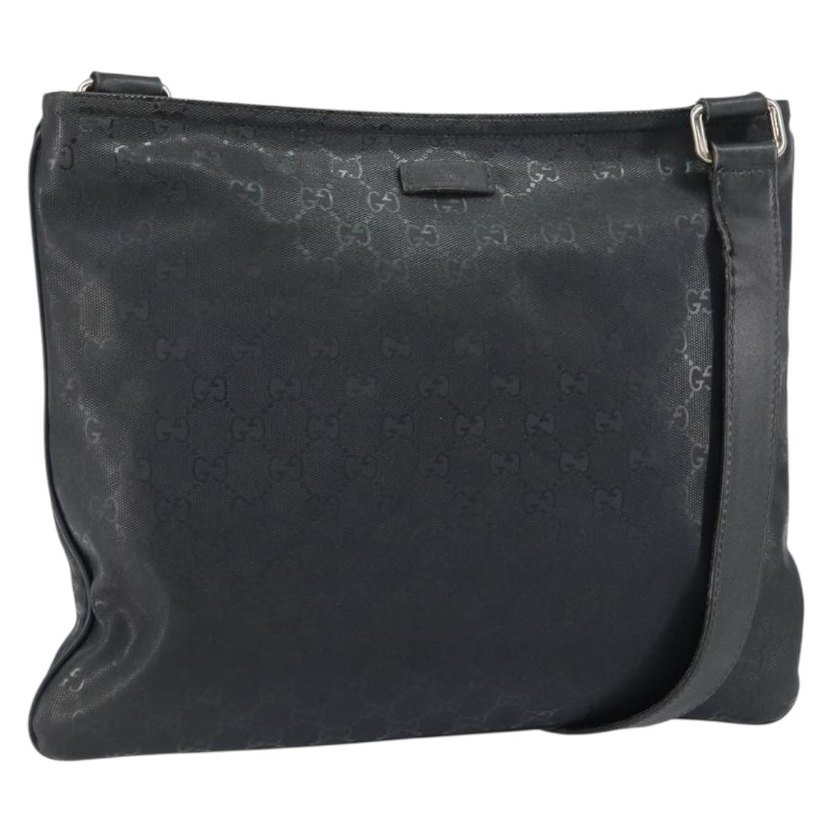 GUCCI GG implementation Shoulder Bag PVC Black Silver 201446 Auth bs31747