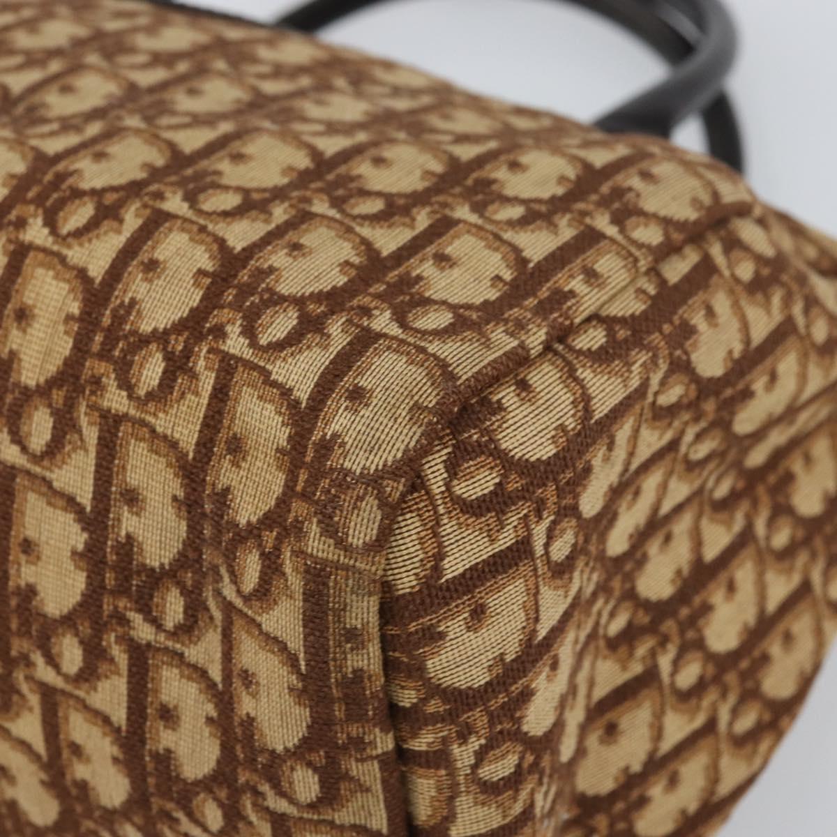 Christian Dior Trotter Canvas Hand Bag Brown Gold Auth bs31749