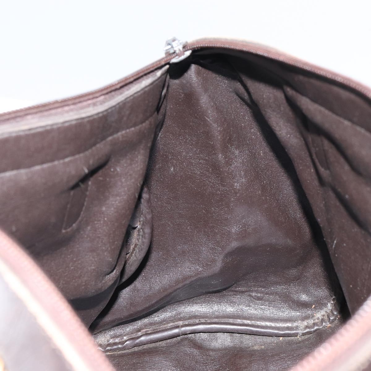 Christian Dior Trotter Canvas Hand Bag Brown Gold Auth bs31749