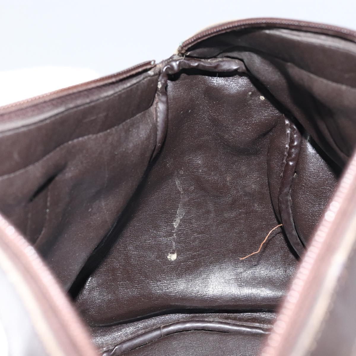 Christian Dior Trotter Canvas Hand Bag Brown Gold Auth bs31749