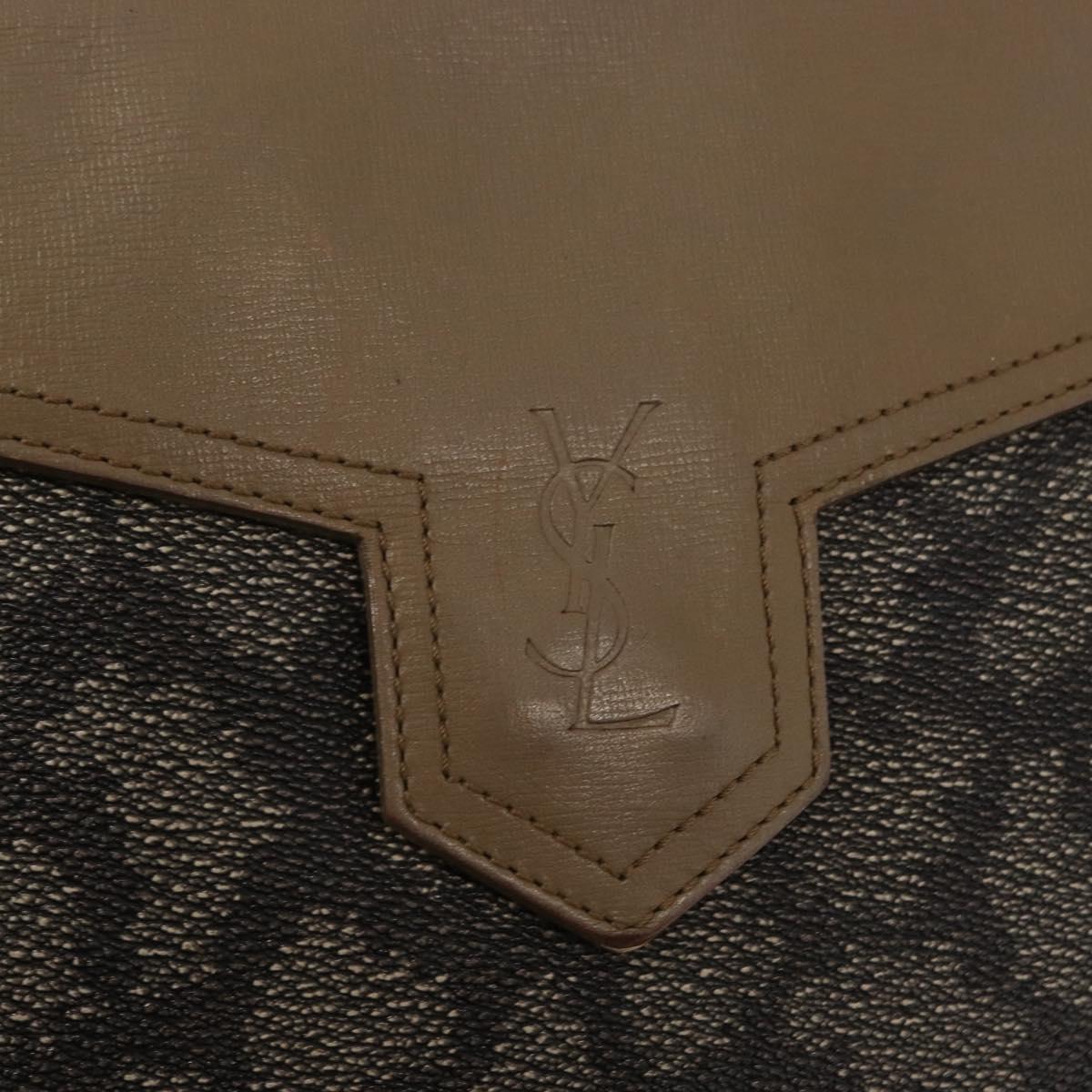 SAINT LAURENT Clutch Bag PVC Leather Beige Gray Auth bs31751