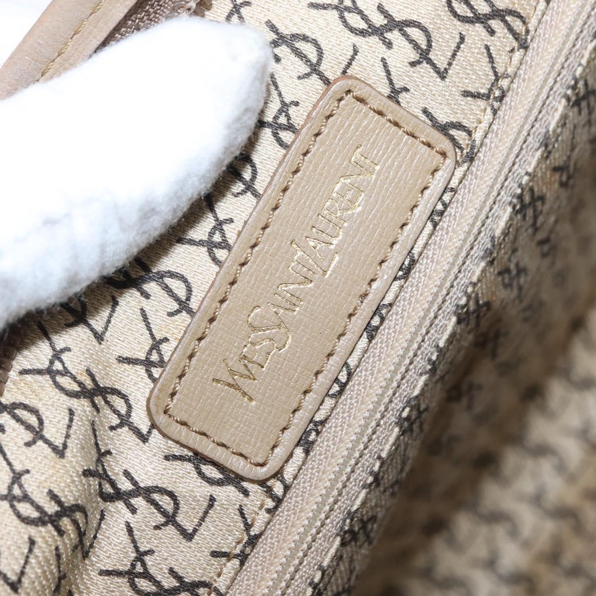 SAINT LAURENT Clutch Bag PVC Leather Beige Gray Auth bs31751