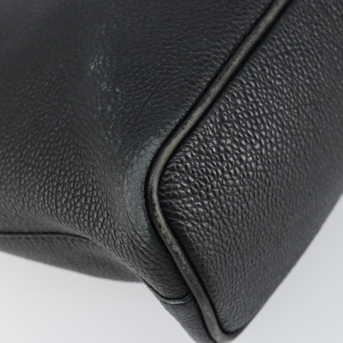 BURBERRY Hand Bag Leather Black Gold Auth bs31757