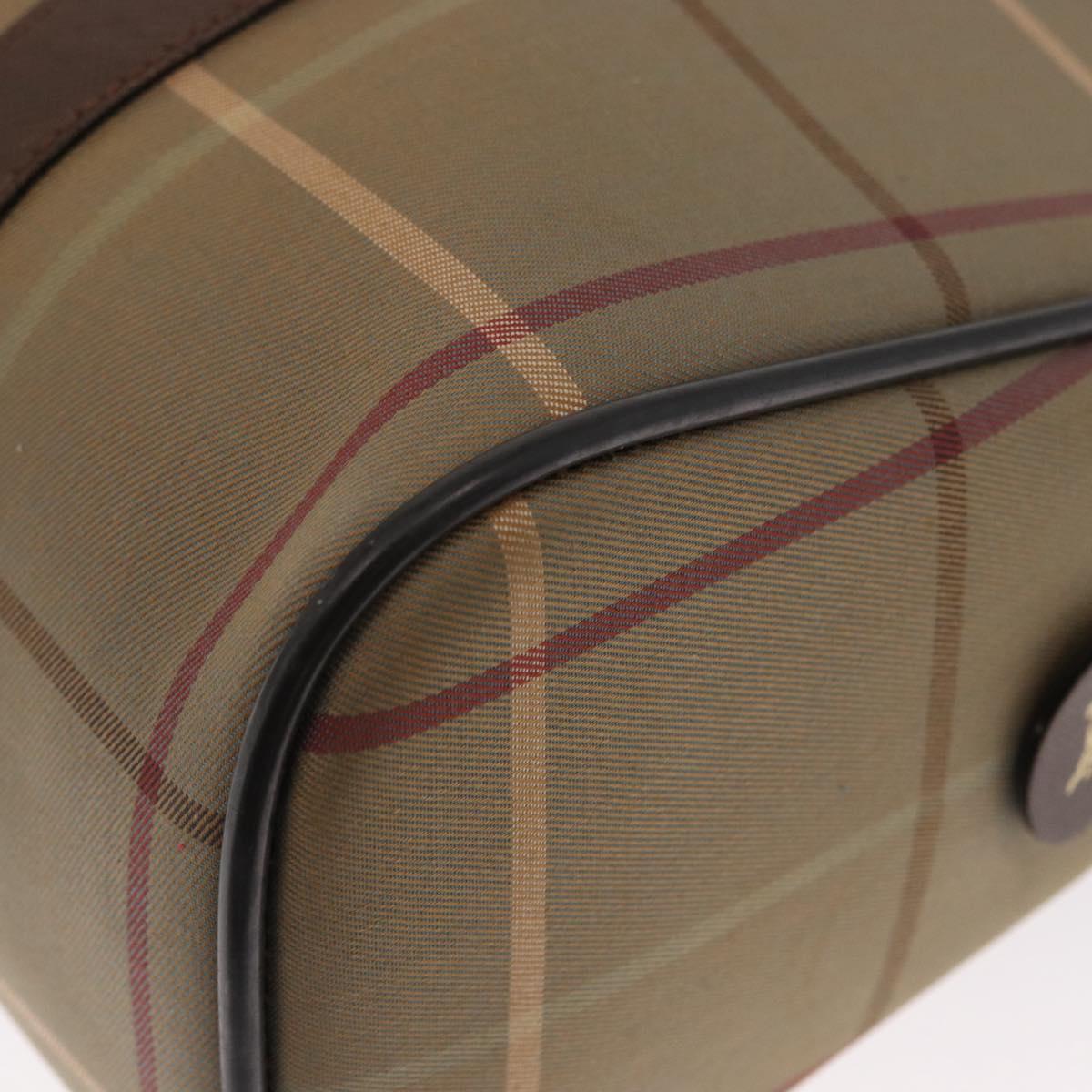 Burberrys Nova Check Hand Bag Canvas Beige Gold Auth bs31758