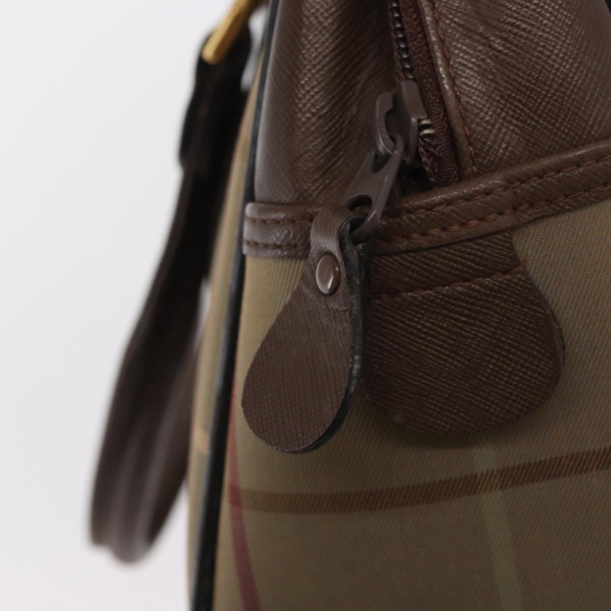 Burberrys Nova Check Hand Bag Canvas Beige Gold Auth bs31758