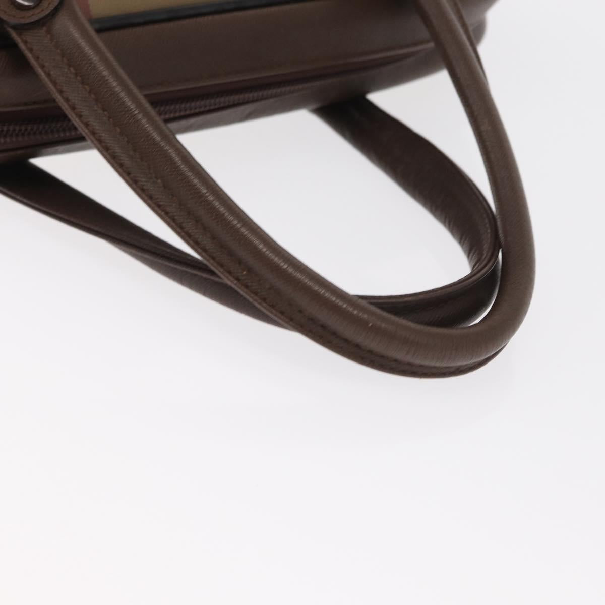 Burberrys Nova Check Hand Bag Canvas Beige Gold Auth bs31758